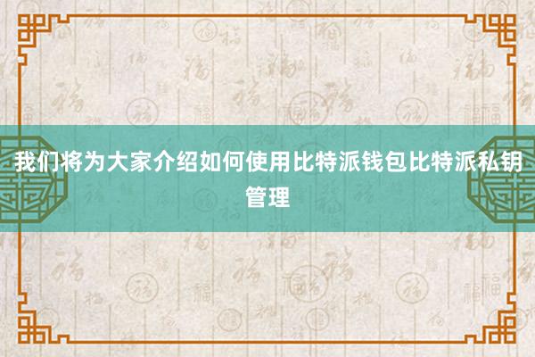 我们将为大家介绍如何使用比特派钱包比特派私钥管理