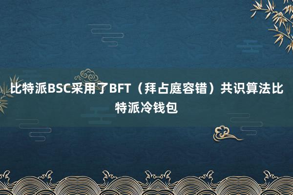 比特派BSC采用了BFT（拜占庭容错）共识算法比特派冷钱包